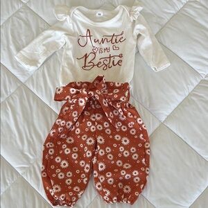 Auntie is My Bestie Outfit with Floral Pants